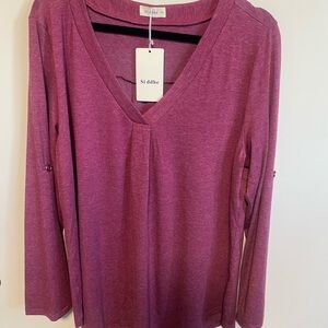 NWT! Women's Plum V-Neck Blouse 2X
